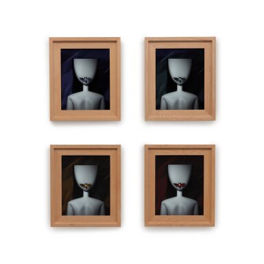 View full screen - View 1 of Lot 210. Study for Joan Portrait (Silence of the Lambs Blue, Grey, Red, Yellow).