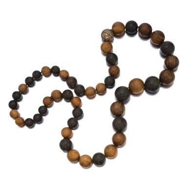 View full screen - View 1 of Lot 152. Wood, Amber and Colored Diamond Necklace.