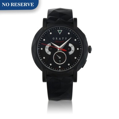 View full screen - View 1 of Lot 411. CHRONOGRAFF, REF CG42DLC LIMITED EDITION DLC-COATED STAINLESS STEEL AND DIAMOND-SET CHRONOGRAPH WRISTWATCH WITH DATE CIRCA 2012.