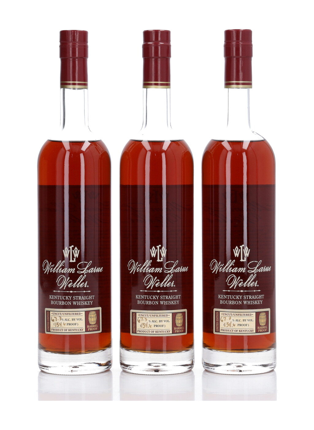 View full screen - View 1 of Lot 233. William Larue Weller 2015 Release 134.6 Proof 2003 (3 Bottles 75cl).