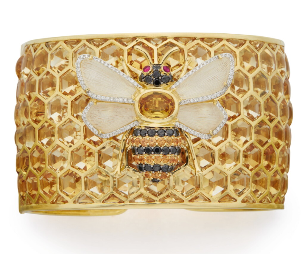 View full screen - View 1 of Lot 394. GEM-SET AND DIAMOND CUFF-BRACELET, MICHELE DELLA VALLE.
