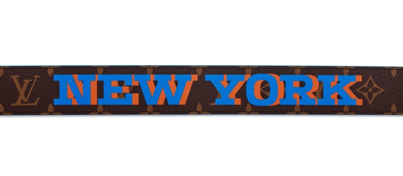 Virgil Abloh Brown Monogram Coated Canvas and Blue LV Pyramide Cities New York Reversible Belt 95, 2021