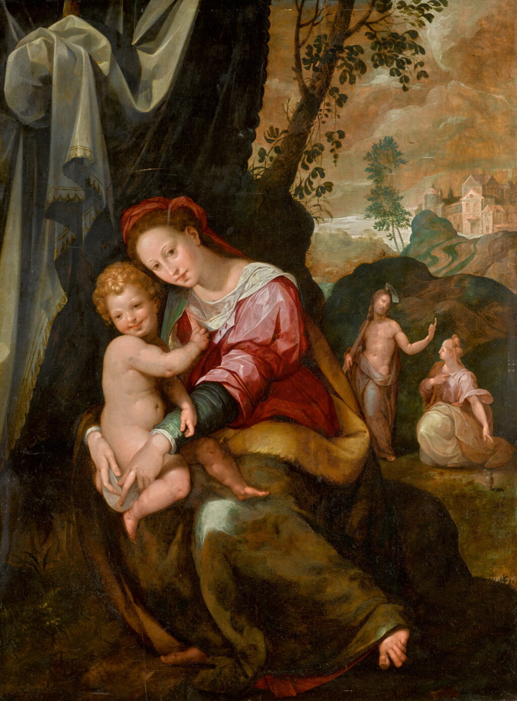 View full screen - View 1 of Lot 10. GIROLAMO MACCHIETTI | Madonna and Child, with Noli Me Tangere beyond.