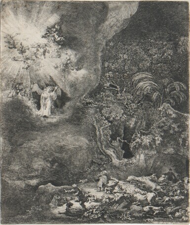 View full screen - View 1 of Lot 522. The Angel appearing to the Shepherds (B., Holl. 44; New Holl. 125).
