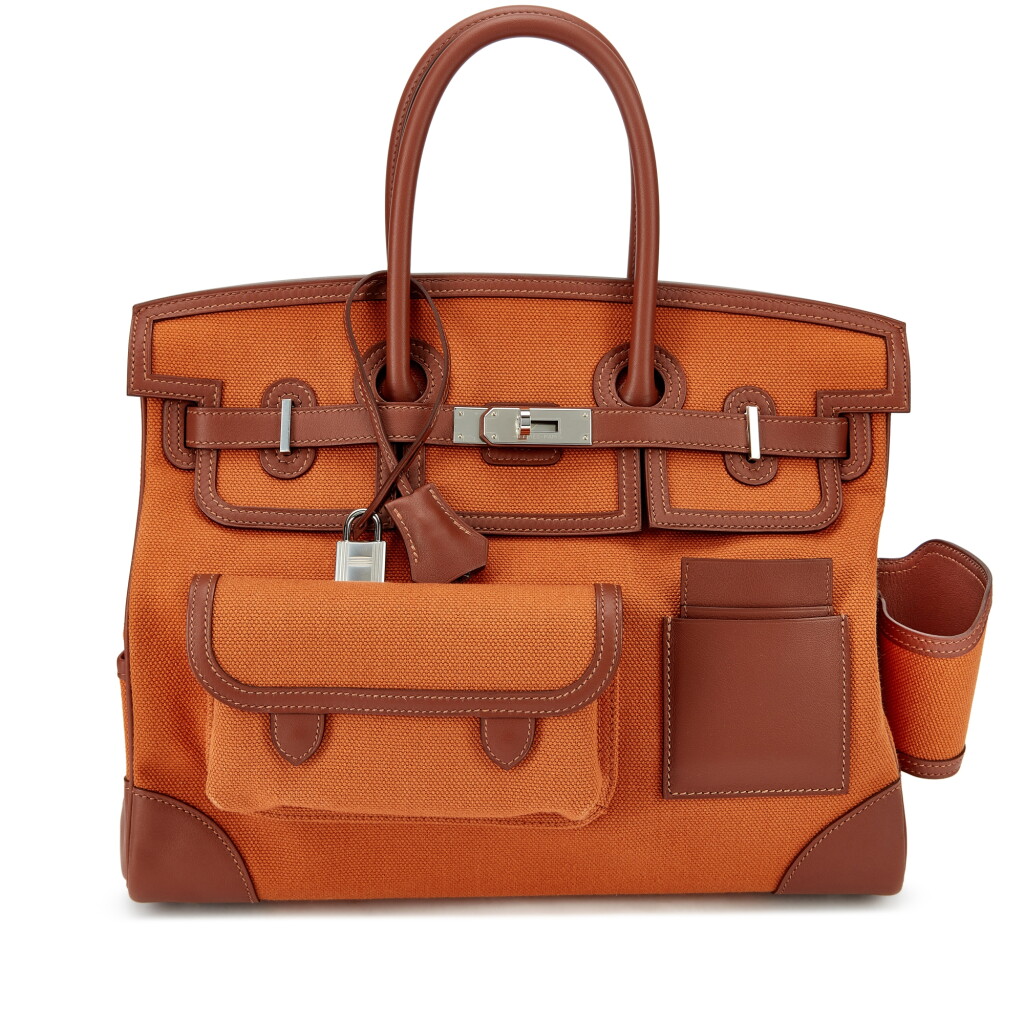 全萤幕检视 - 查看6105Limited Edition Marron d'Inde Swift and Canvas Cargo Birkin 35 Palladium Hardware, 2020的1