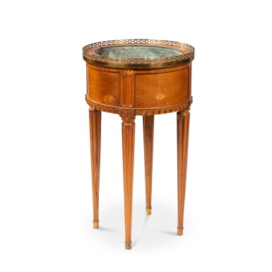 View full screen - View 1 of Lot 288. A Louis XVI gilt-bronze mounted mahogany and mahogany veneered jardinière, circa 1785, stamped by Jacques Tramey | Jardinière en acajou, placage d'acajou et bronze doré d'époque Louis XVI, vers 1785, estampille de Jacques Tramey.