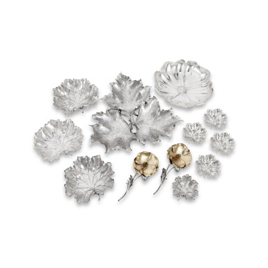 View full screen - View 1 of Lot 464. A Group of Italian Silver Naturalistic Table Articles, Buccellati, Milan, Late 20th Century.