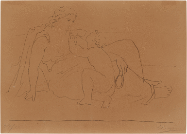 View full screen - View 1 of Lot 611. Femme et enfant.