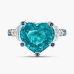 Paraíba-Type Tourmaline, Hauynite and Diamond Ring | 5.48克拉 天然「莫桑比克」未經加熱帕拉伊巴碧璽 配 藍方石 及 鑽石 戒指
