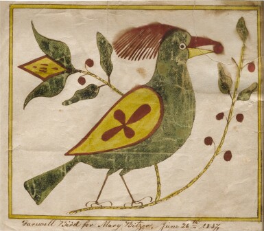 View full screen - View 1 of Lot 1688. Fraktur Farewell to Mary Bitzer, Pennsylvania, Dated 1837.