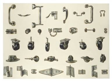 View full screen - View 1 of Lot 220. LISA MILROY | PULLEYS, HANDLES, CASTORS, LOCKS AND HINGES.
