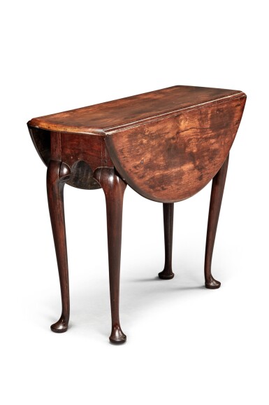 View full screen - View 1 of Lot 1023. Very Fine and Rare Diminutive Queen Anne Walnut Drop-Leaf Table, Massachusetts, Circa 1770.