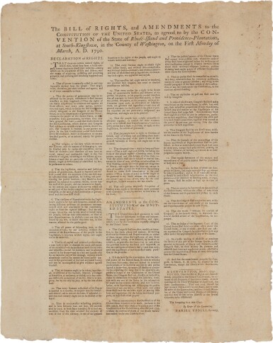 View full screen - View 1 of Lot 4. The United States Constitution & Bill of Rights | “the powers of government may be reassumed by the people, whensoever it shall become necessary to their happiness”.
