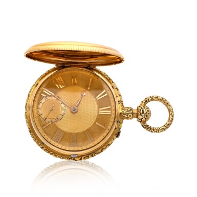 View full screen - View 1 of Lot 478. An oversized yellow gold hunting cased half quarter repeating pocket chronometer, with London Hallmarks for 1824.