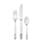 A Danish Silver Acorn Pattern Flatware Service, Georg Jensen Silversmithy, Copenhagen, Circa 1945-77