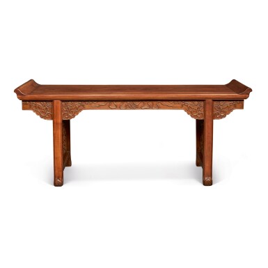 View full screen - View 1 of Lot 976. A MING-STYLE 'HUALI' RECESSED-LEG LONG TABLE, 20TH CENTURY.