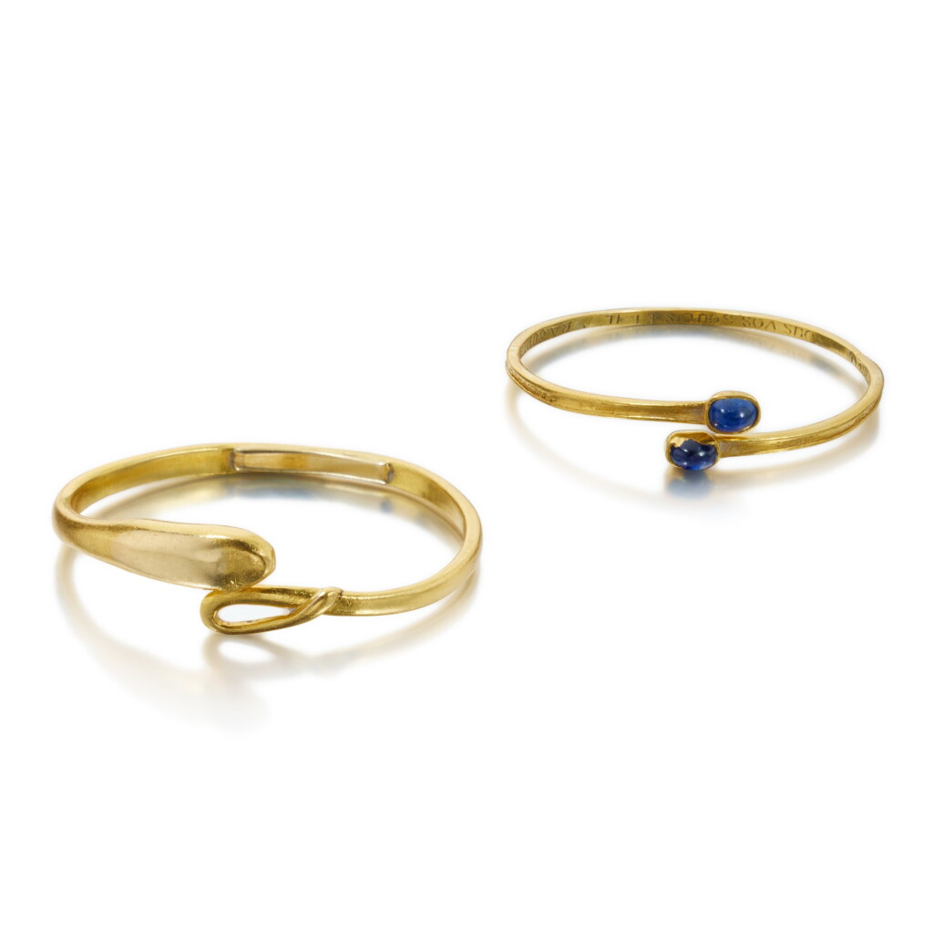 View full screen - View 1 of Lot 149. Two Gold Bangle-Bracelets.