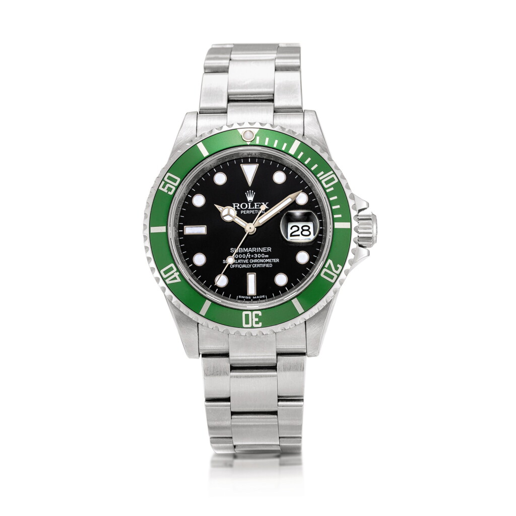 View full screen - View 1 of Lot 2005. Rolex | Submariner " Kermit", Reference 16610LV, A Stainless steel wristwatch with date and bracelet, Circa 2008 | 勞力士 | Submariner " Kermit" 型號16610LV 精鋼鏈帶腕錶,備日期顯示,約2008年製.