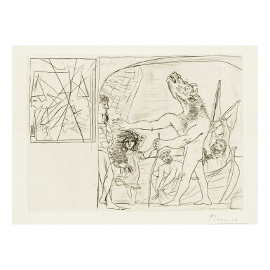 View full screen - View 1 of Lot 152. PABLO PICASSO | MINOTAURE AVEUGLE GUIDÉ PAR UNE PETITE FILLE AUX FLEURS (B. 222; BA. 434).