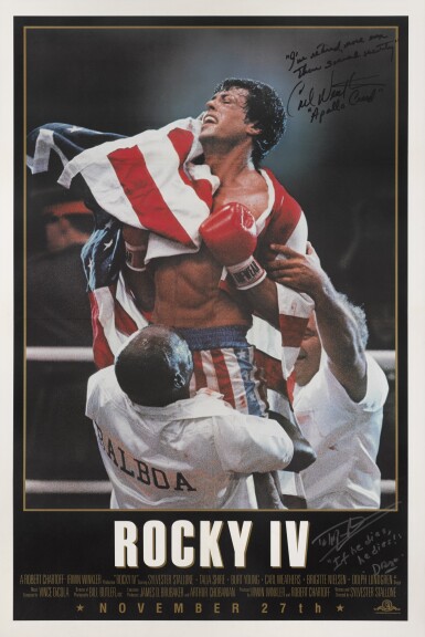 View full screen - View 1 of Lot 163. Rocky IV (1985), poster, US, signed and inscribed .