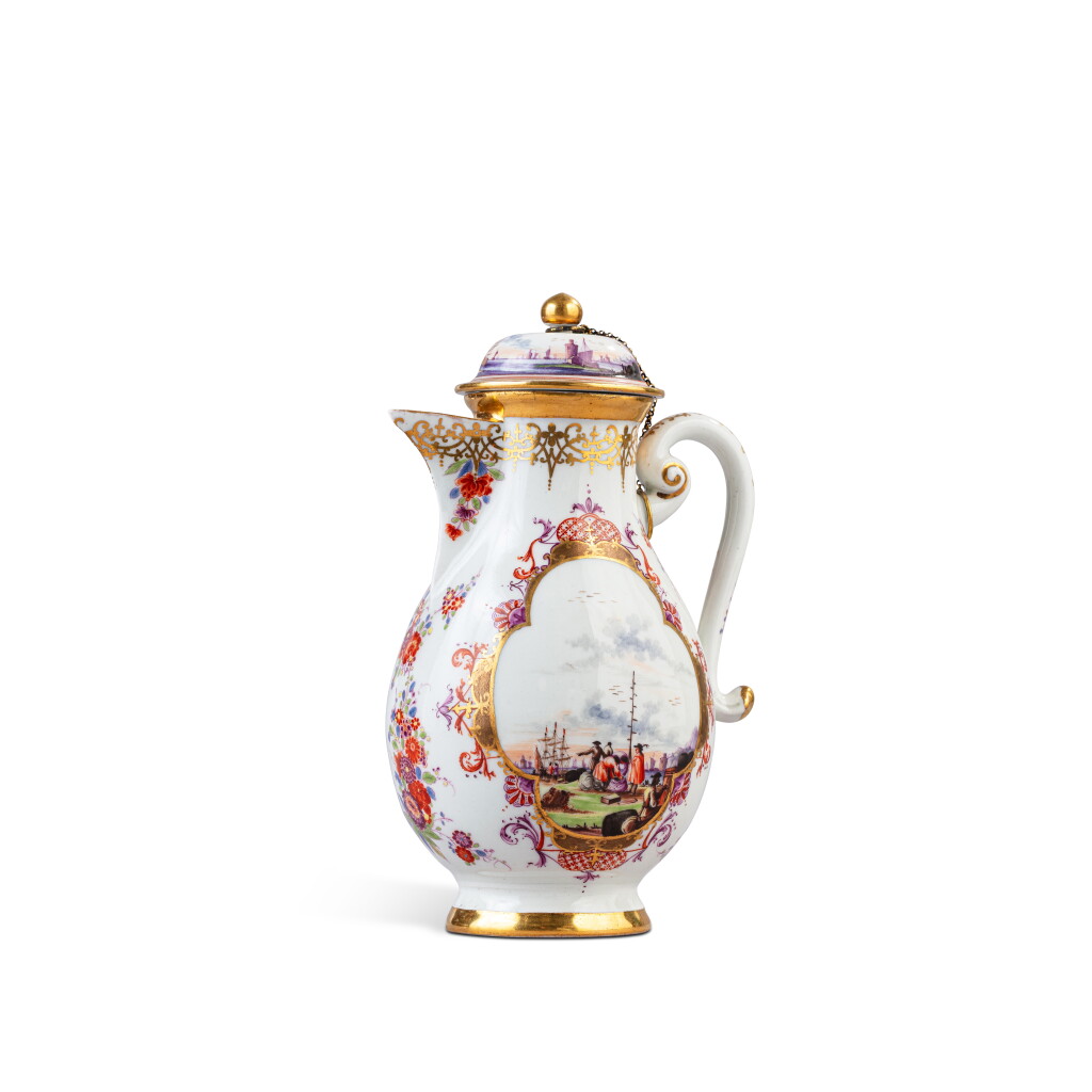 View full screen - View 1 of Lot 523. A Meissen porcelain coffee pot and cover, circa 1730-35.