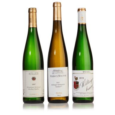 View full screen - View 1 of Lot 523. Mixed Case of Kabinett, Spätlese, and Auslese by Le Gallais, Keller, and Markus Molitor (3 BT).