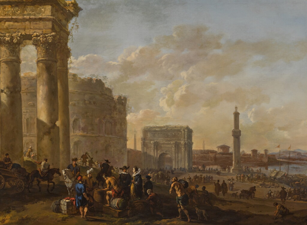 View full screen - View 1 of Lot 160. A capriccio of the Campo Vaccino, Rome.