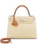 Limited Edition Vanille Matte Mississippiensis Alligator and Naturel Sable Butler Touch Kelly 28 Sellier Palladium Hardware, 2020