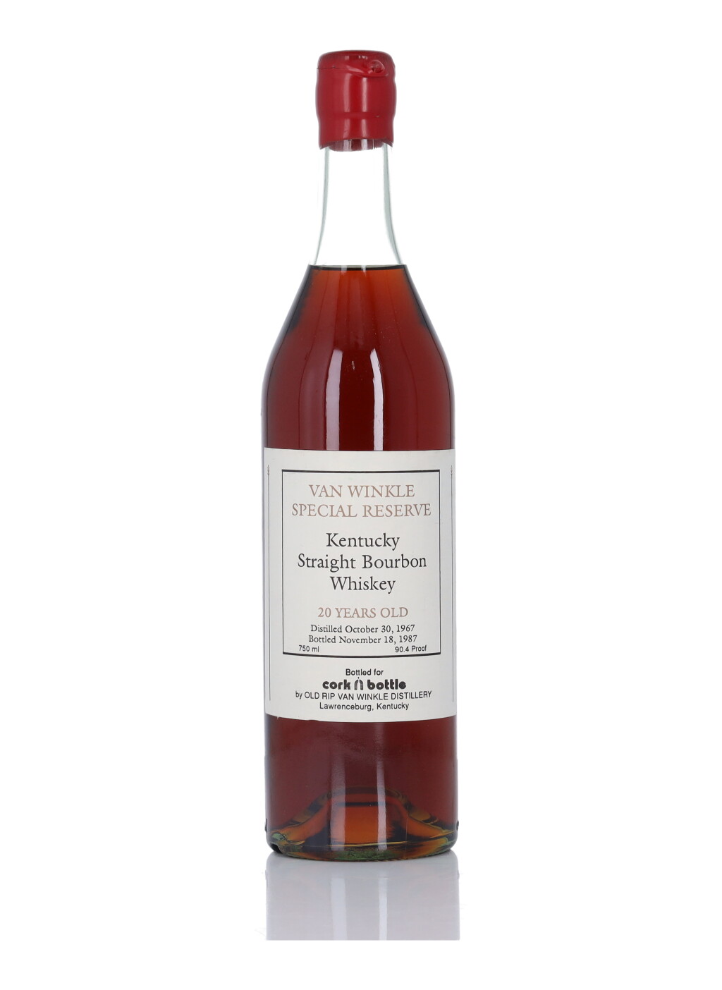 View full screen - View 1 of Lot 80. Van Winkle Special Reserve 20 Year Old Cork N Bottle 90.4 Proof 1967 (1 BT 75cl).