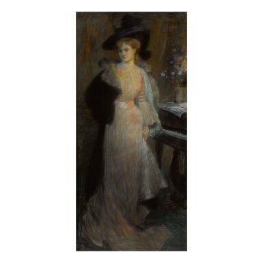 View full screen - View 1 of Lot 102. JULES-ALEXANDRE GRÜN | PORTRAIT OF AN ELEGANT LADY.