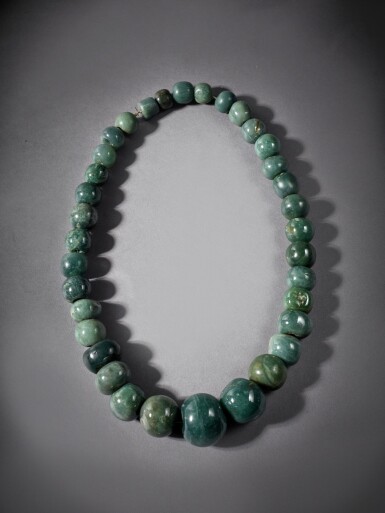 View full screen - View 1 of Lot 106. Olmec Jade Bead Necklace Middle Preclassic Period, circa 900 - 300 BC.