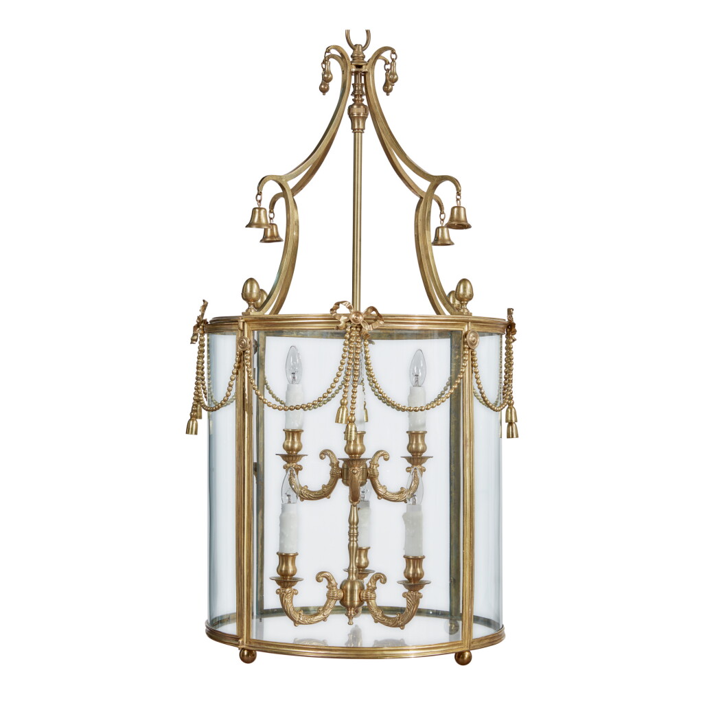 View full screen - View 1 of Lot 189. A LOUIS XVI GILT BRONZE HALL LANTERN, CIRCA 1775, THE FITTINGS LATER.