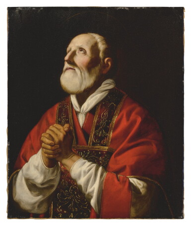 View full screen - View 1 of Lot 550. CIRCLE OF GUIDO CAGNACCI | SAINT PHILIP NERI IN PRAYER.