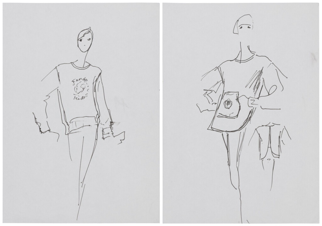 View full screen - View 1 of Lot 46. Two sketches for fashion | Deux croquis de mode.
