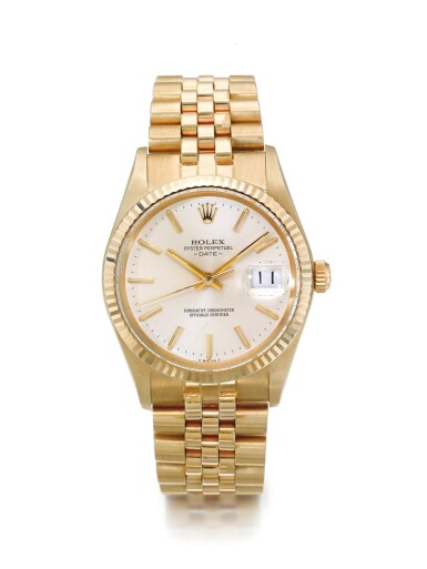 View full screen - View 1 of Lot 119. ROLEX | REF 15037/15000 DATE, A YELLOW GOLD AUTOMATIC WRISTWATCH WITH DATE AND BRACELET CIRCA 1981 .