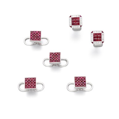 View full screen - View 1 of Lot 235. Ruby and diamond dress set.