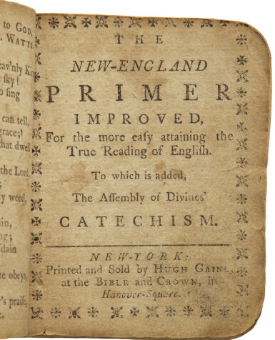 View full screen - View 1 of Lot 2201. The New-England Primer. New-York: Hugh Gaine, ca. 1763–66.