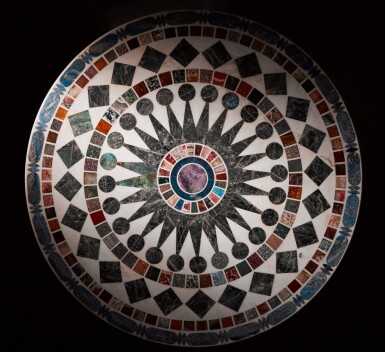 View full screen - View 1 of Lot 36. An Italian specimen pietre dure and marble table top, circa 1805, attributed to Giacomo Raffaelli.