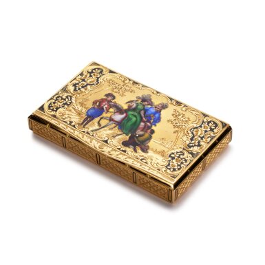 View full screen - View 1 of Lot 138. A Continental Enameled Gold Snuff Box, Probably Geneva, Circa 1840.
