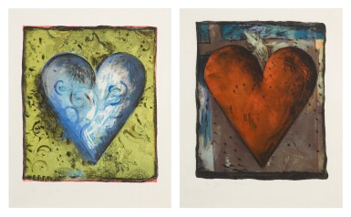View full screen - View 1 of Lot 153. The Hand-Colored Viennese Hearts III; and The Hand-Colored Viennese Hearts VII (Carpenter 34.3 & 34.7).