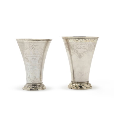 View full screen - View 1 of Lot 1115. Two Swedish Parcel-Gilt Silver Beakers, Simson Ryberg, Stockholm, and Magnus Hultgren, Sala, 1780 and 1775.