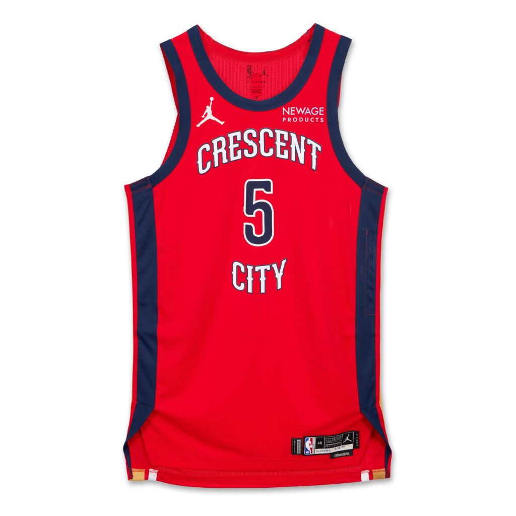 View full screen - View 1 of Lot 146. Dejounte Murray ‘Pelicans Debut’ New Orleans Pelicans 2024-2025 Kia NBA Tip-Off Game Worn Statement Edition Jersey | Double-Double.