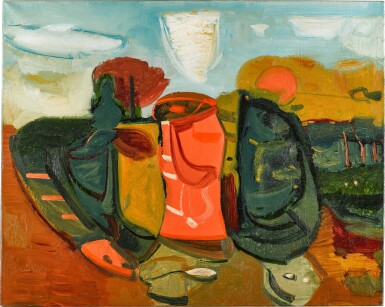 View full screen - View 1 of Lot 133. MAURICE COCKRILL R.A. | LANDSCAPE WITH RED FORM.