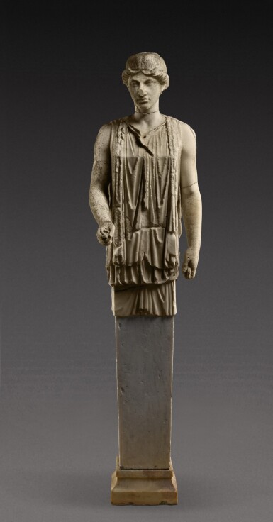 View full screen - View 1 of Lot 56. A Roman Marble Herm of a Kore, circa 2nd Century A.D., with 18th Century Restorations.