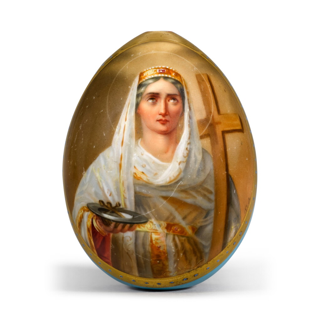 View full screen - View 1 of Lot 34. A porcelain Easter egg, Imperial Porcelain Factory, St Petersburg, period of Nicholas II (1896-1917).