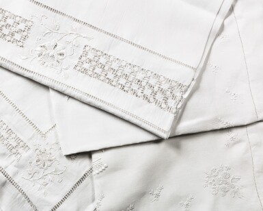 View full screen - View 1 of Lot 222. Lot of cotton bed linen sets, 19th century and early 20th century.