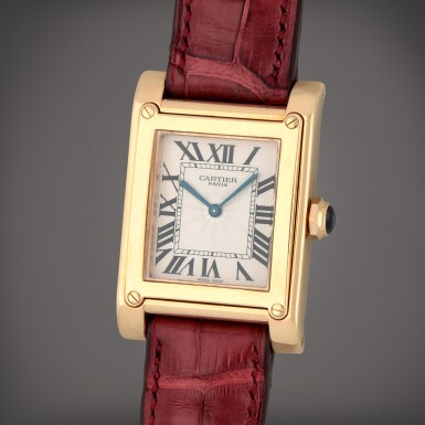 View full screen - View 1 of Lot 454. Tank à vis, Reference 2484D | A yellow gold wristwatch | Circa 2004.