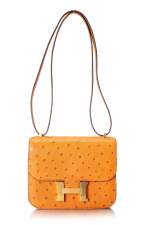 Cognac Constance Mini in Ostrich Leather with Gold Hardware, 2020
