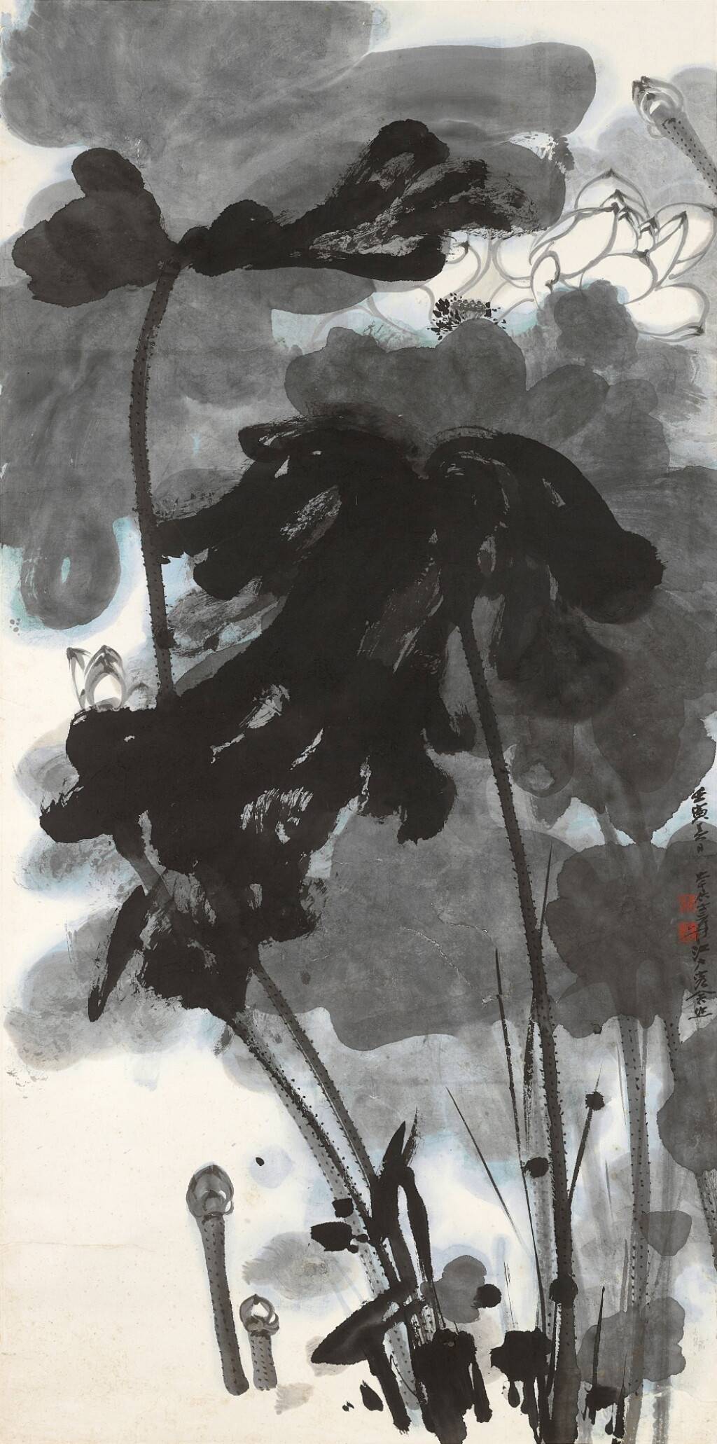 View full screen - View 1 of Lot 3141. 張大千 池塘過雨圖 | Zhang Daqian (Chang Dai-chien), Lotus Pond after Rain.