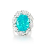 Paraíba-type Tourmaline and Diamond Ring | 15.98克拉「莫桑比克」帕拉伊巴碧璽 配 鑽石 戒指